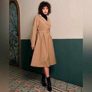 Belted Long Sleeve Midi Dress - Khaki